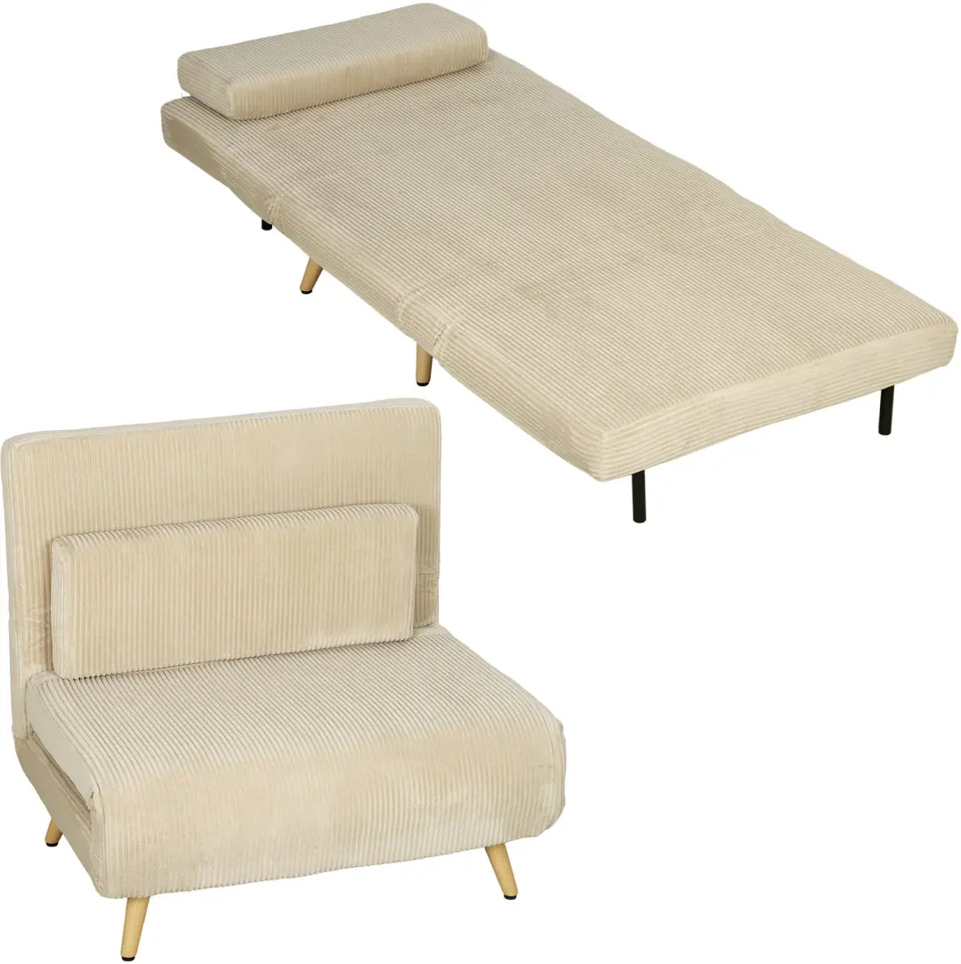 HOMCOM Chair Bed-Polyester-90 x 75 x 84 cm-Beige