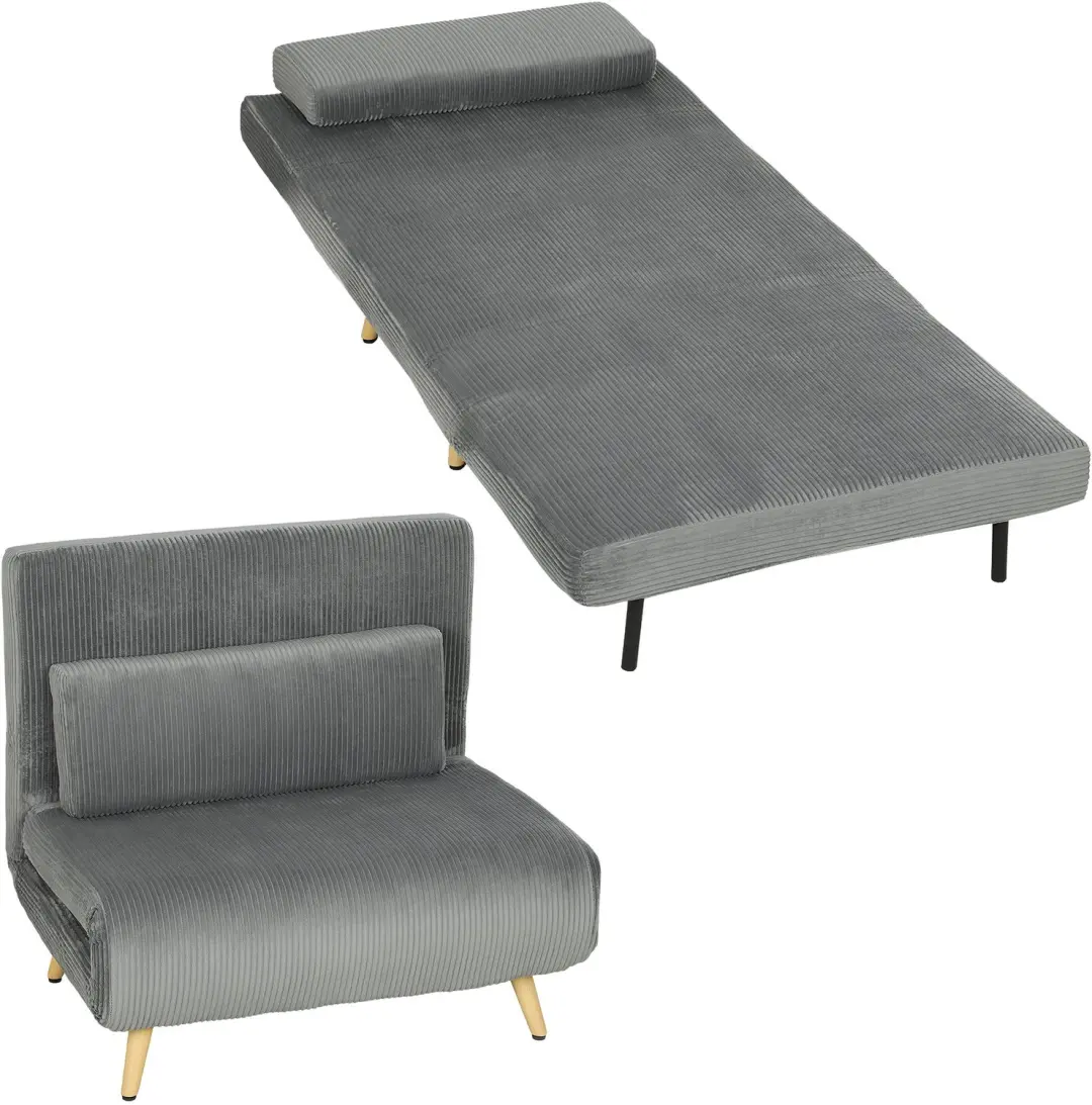 HOMCOM Chair Bed-Polyester-90 x 75 x 84 cm-Dunkelgrau