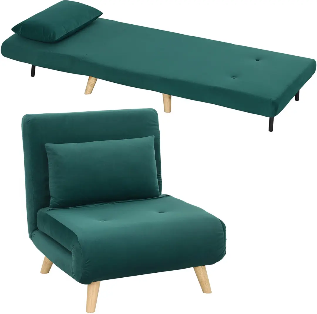 HOMCOM Chair Bed-Polyester-72 x 78 x 79 cm-Dunkelgrün