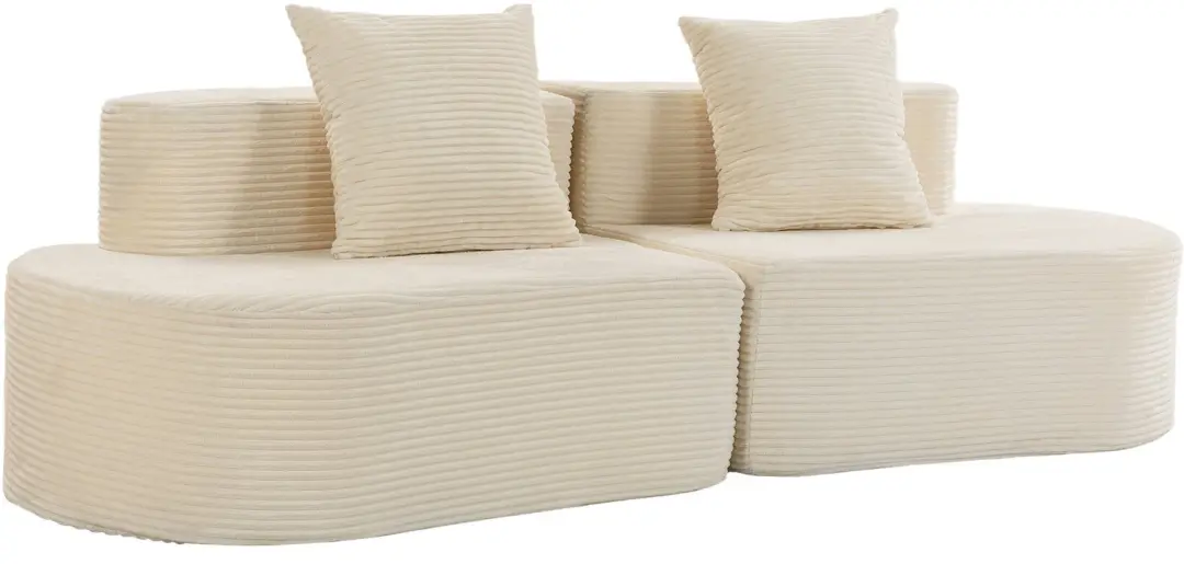HOMCOM 3 Seater Sofa-Polyester, Schaumstoff-245 x 86 x 82 cm-Beige
