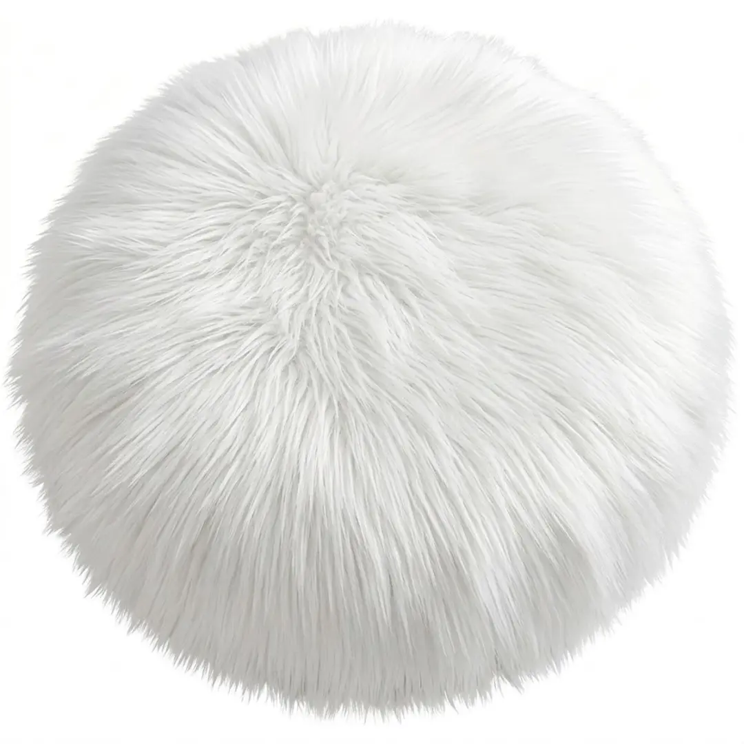 Wit rond pluche stoelkussen 30 cm zacht zitkussen fluffy eetkamer stoel bureau s