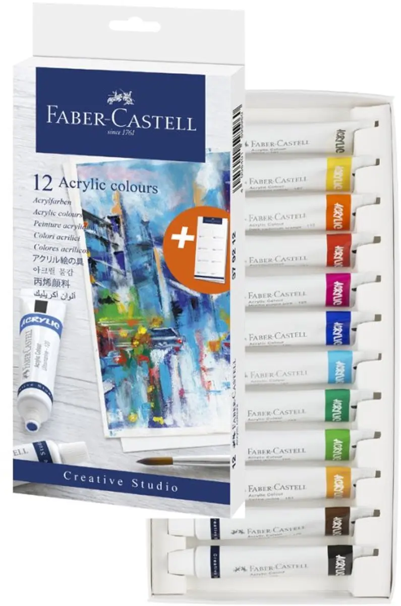 Faber-Castell acrylverf in tube, 12-delige set, 20 ml per tube