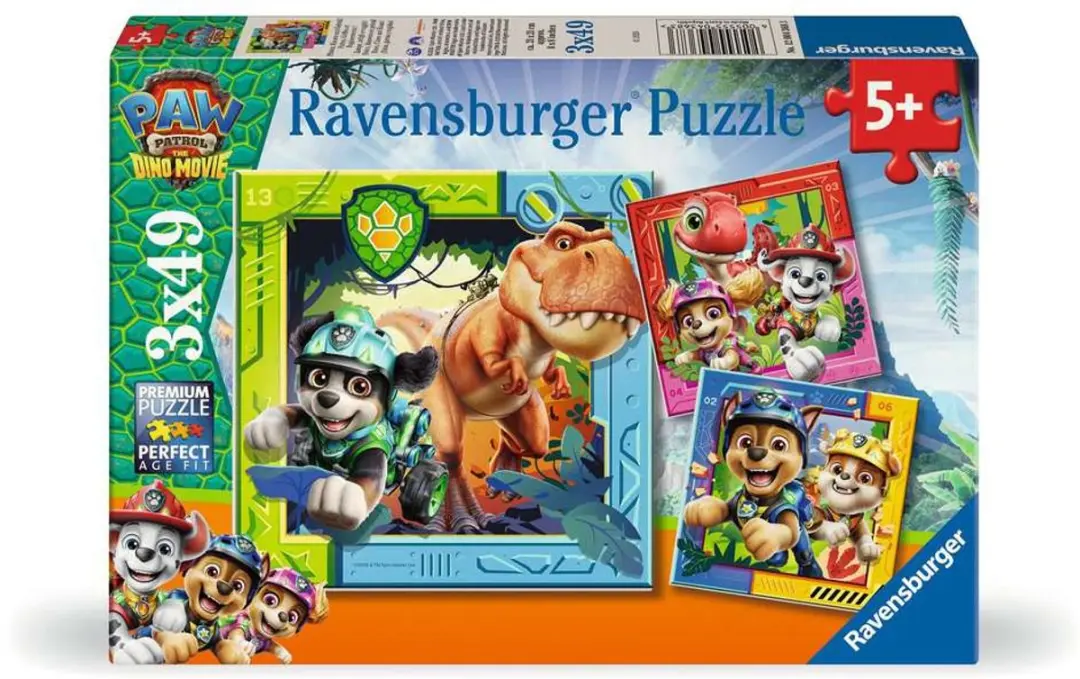 Ravensburger Paw Patrol Dino Movie Kinderpuzzel 3x49 Stukjes