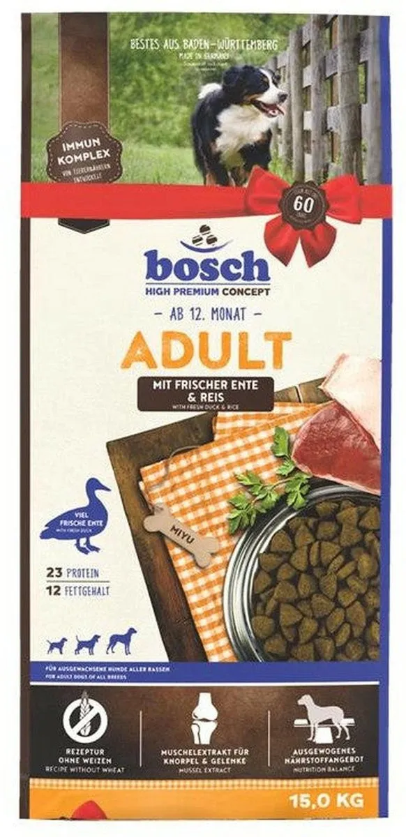 Bosch Adult Hondenvoer Eend en Rijst 15kg