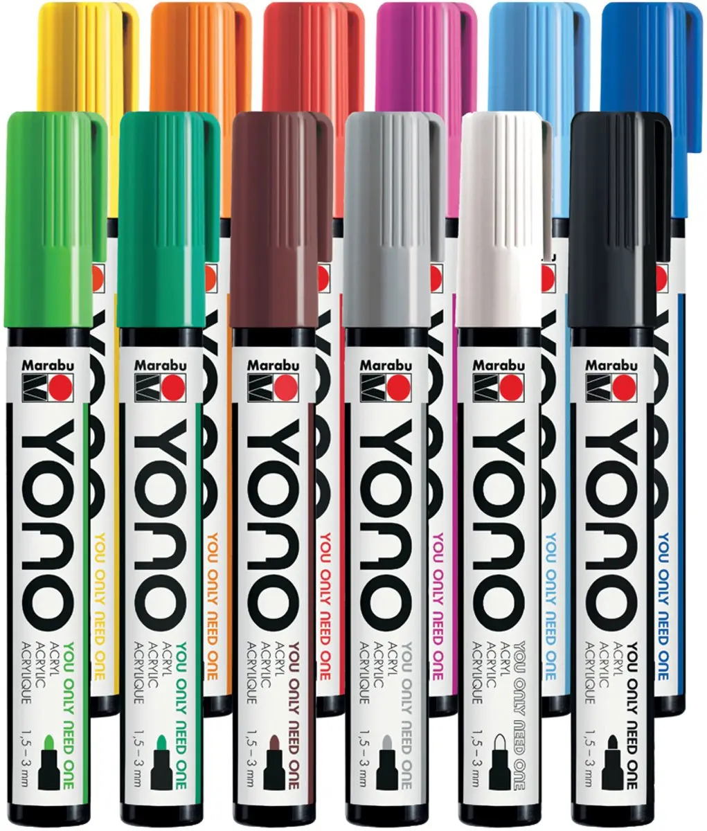 Marabu YONO Acrylmarker - 12 Stuks - afbeelding 2 van 2