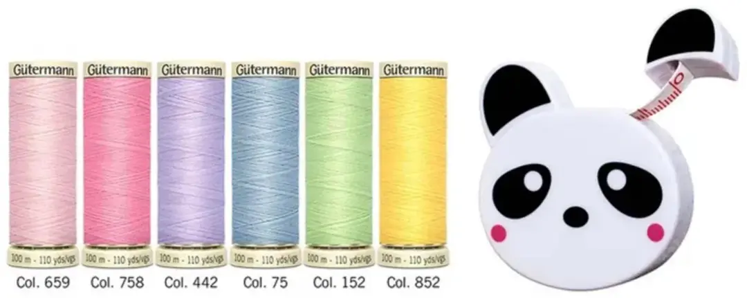 Gutermann Garenset 6 klosjes + rolmaat panda
