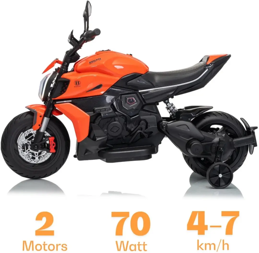 Vrooomy Ducati x Bentley Diavel V4 12V Elektrische Kindermotor - Oranje - afbeelding 2 van 6
