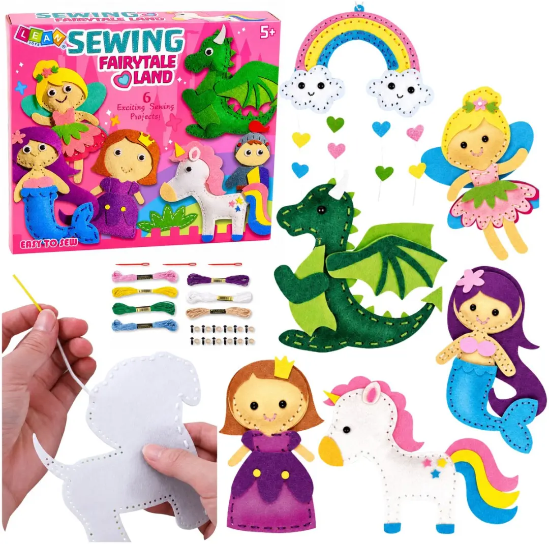 Creatieve set vilten naaiknuffels Sprookjesland Diy 6-delig.
