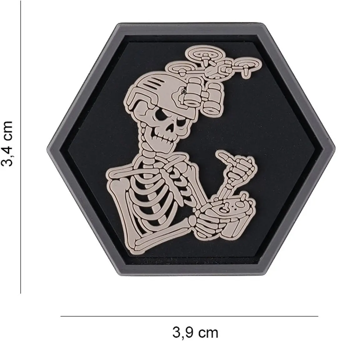 Embleem 3D PVC Hexagon Drone Skull Operator Finger #8020
