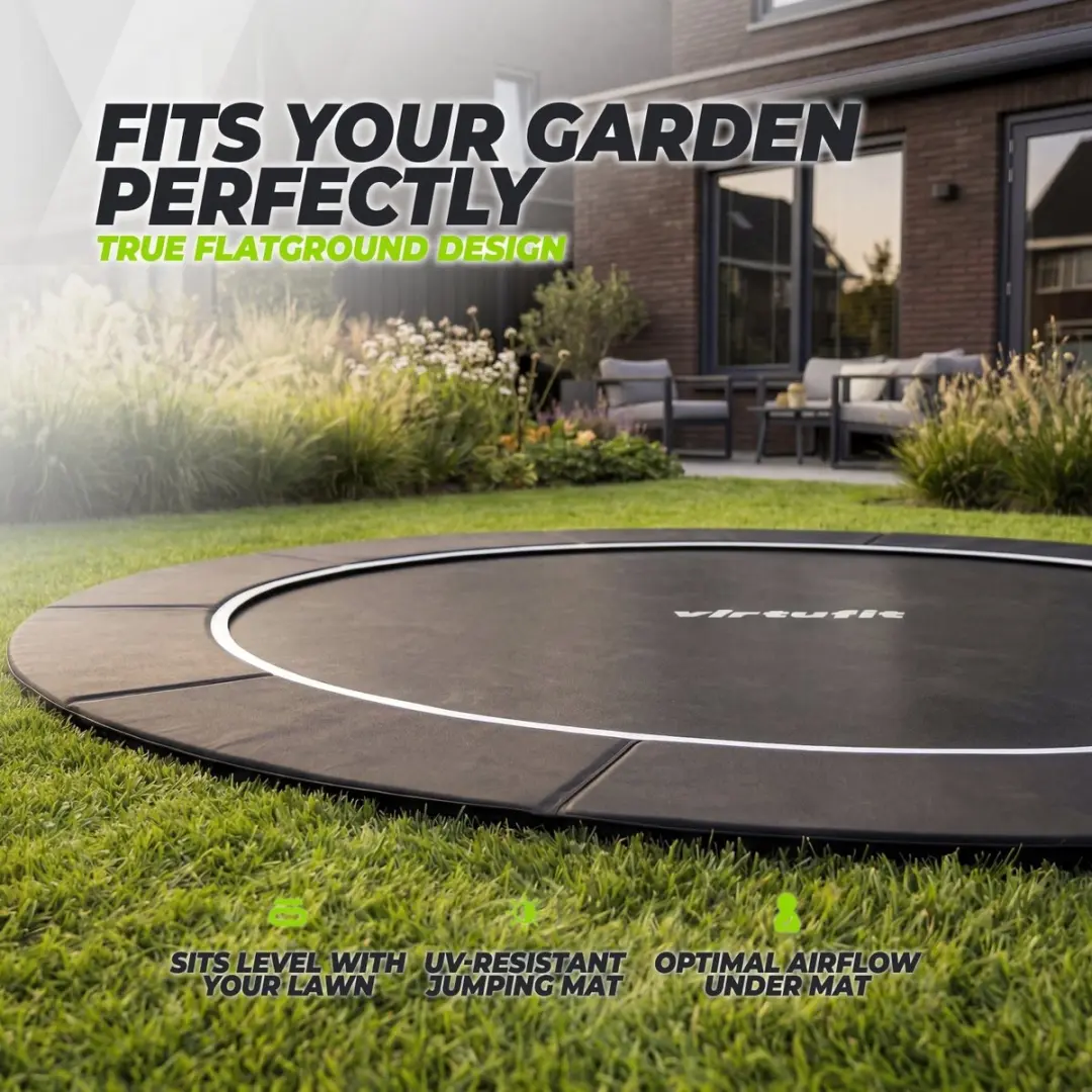 VirtuFit GroundLevel Trampoline 251cm - Zwart - afbeelding 4 van 6