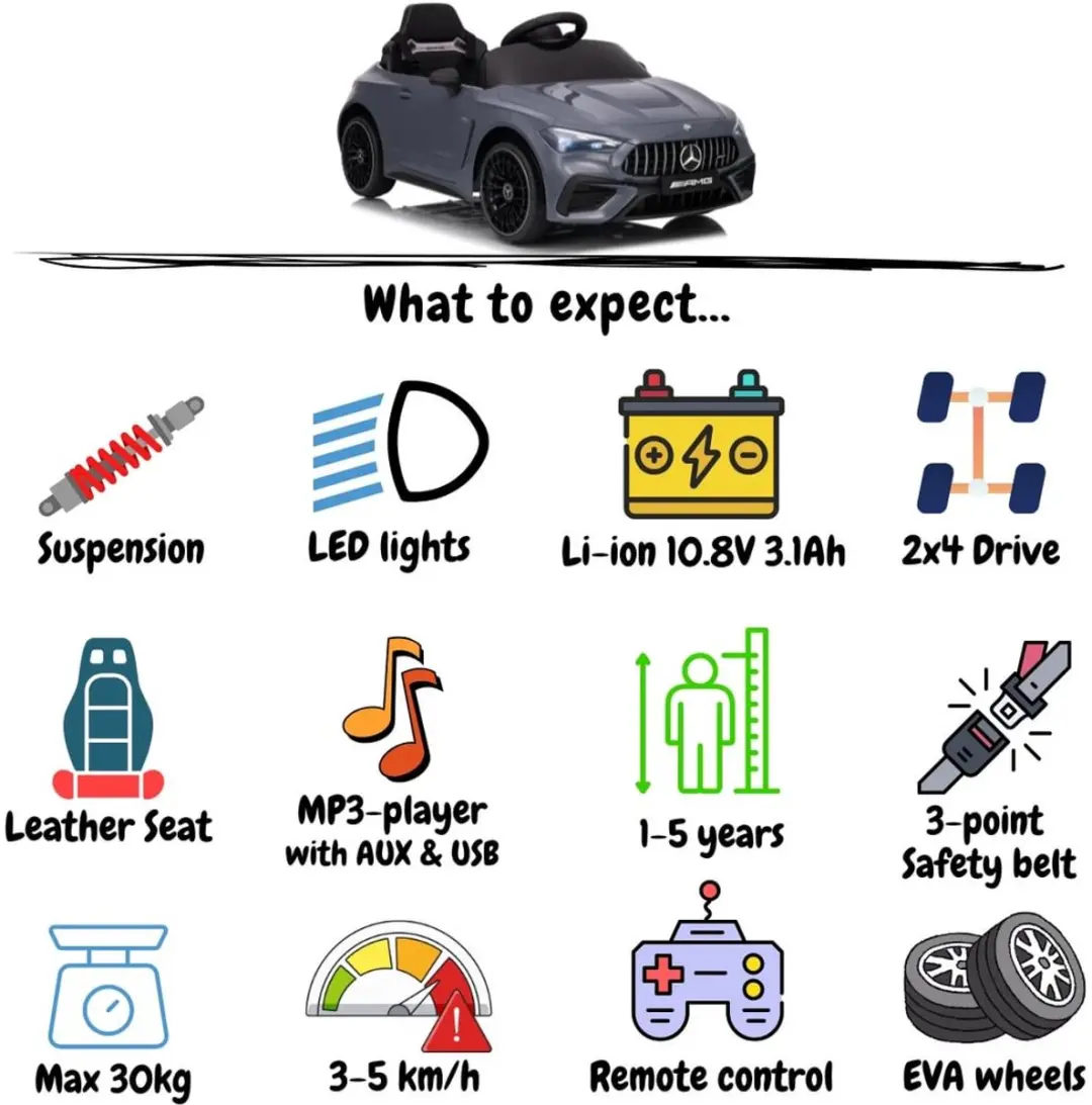 Vrooomy Mercedes-AMG CLE53 Coupé 12V Kinderauto - Grijs - afbeelding 3 van 6