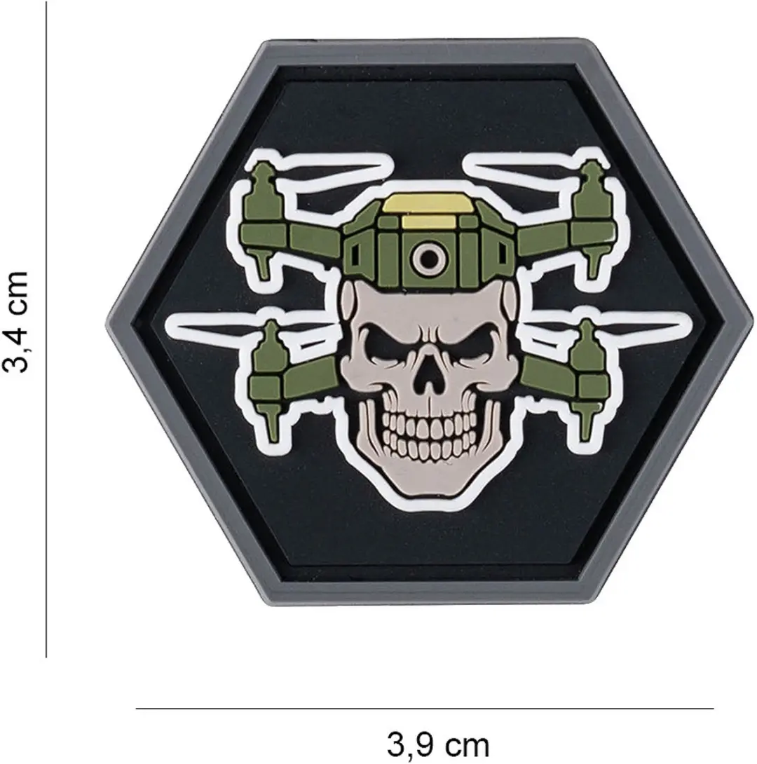 Embleem 3D PVC Hexagon Double Drone Skull #8021