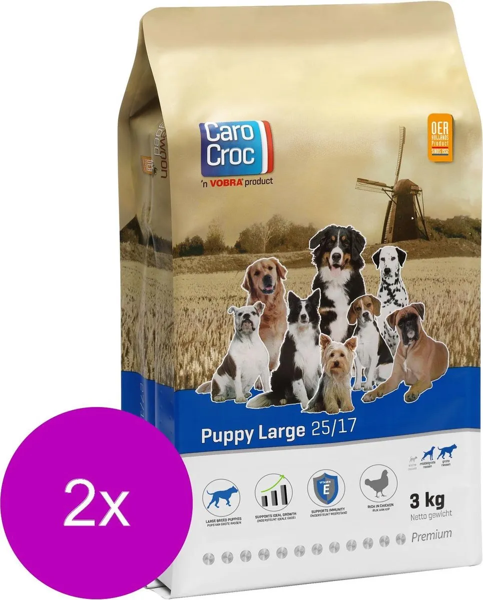 Carocroc Puppy Large Gevogelte & Vlees & Rijst Hondenvoer - 2x3kg
