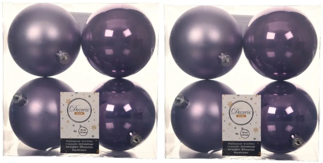 Decoris grote kerstballen - 16x st - lila paars - 10 cm - kunststof - kerstversiering