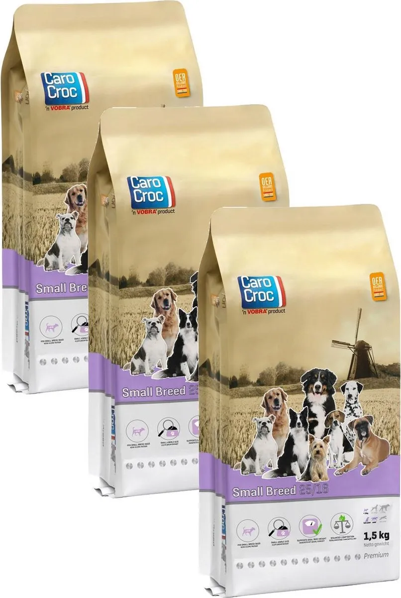 Carocroc Small Breed Vlees & Gevogelte & Rijst Hondenvoer - 3x1,5kg