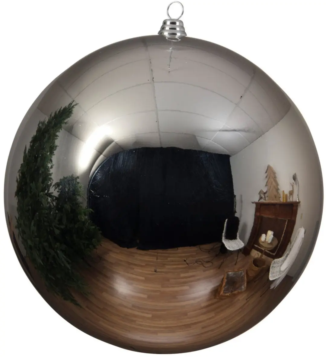 Decoris grote kerstbal - zilver - glans - kunststof - 14 cm - onbreekbaar - kerstversiering - kerstboomversiering