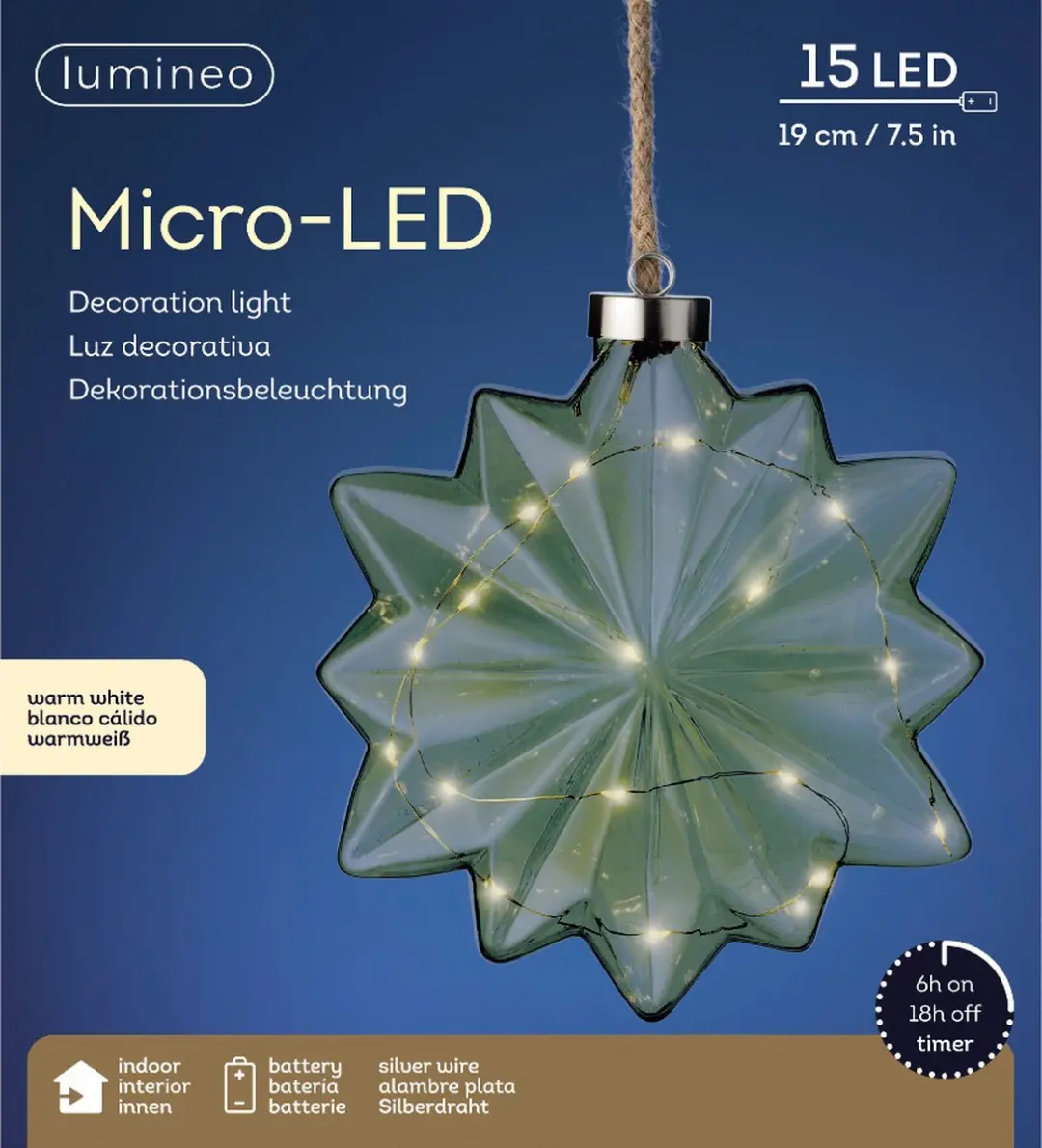 Lumineo Micro LED Bloemlamp 19cm Groen - afbeelding 2 van 3