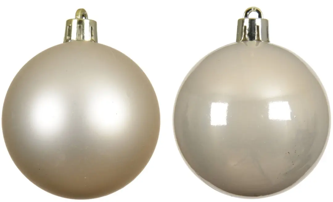 Decoris kerstballen - 6x st - champagne - 8 cm - kunststof - mat en glans - kerstversiering