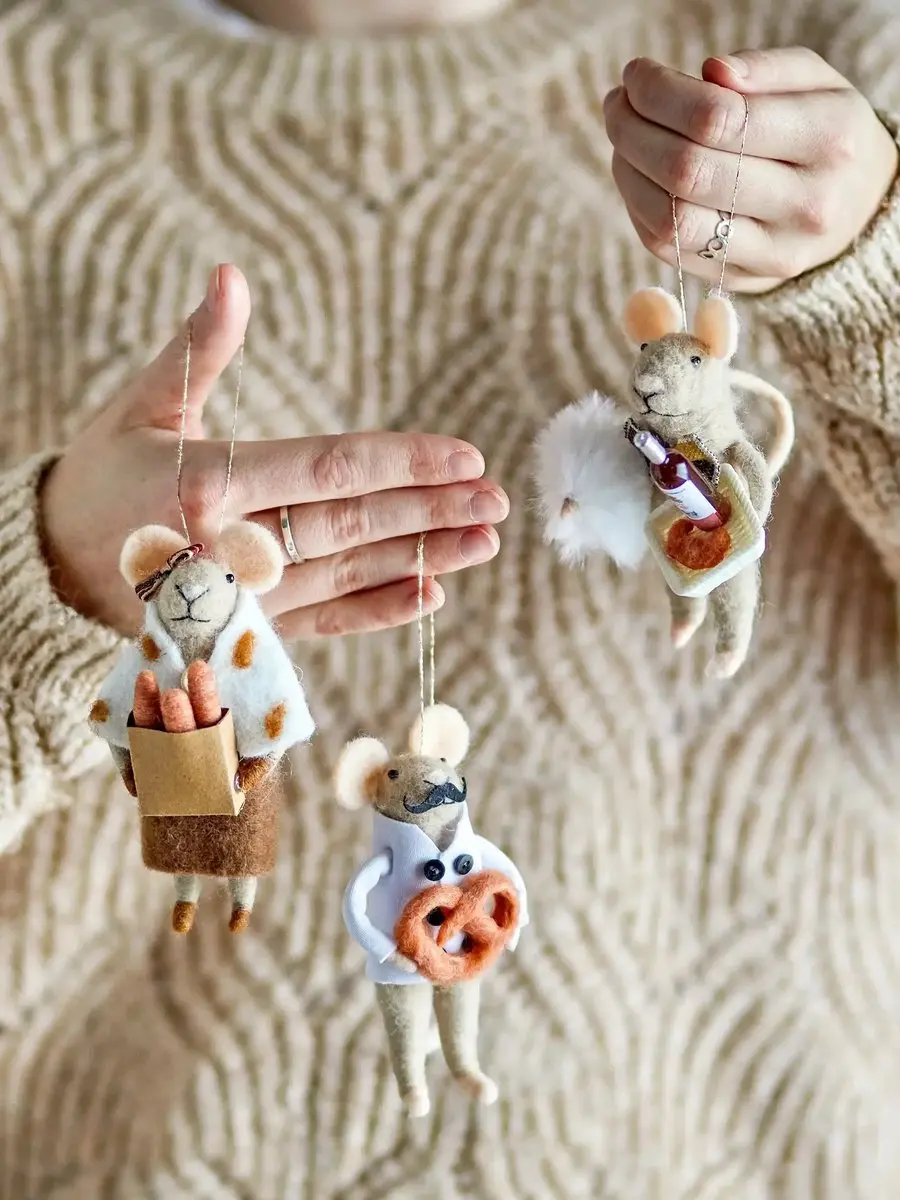 Bloomingville Peo Ornament Wol Natuurlijk - 3 Stuks - afbeelding 3 van 4
