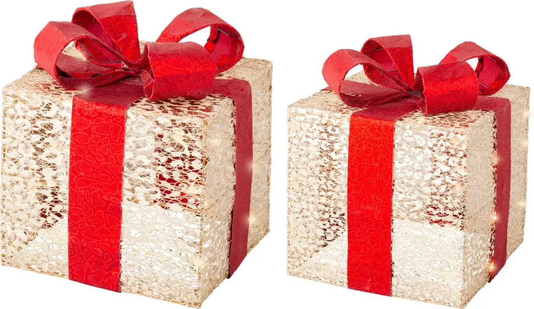 Cadeauset Wit met Rood Lint en Strikken