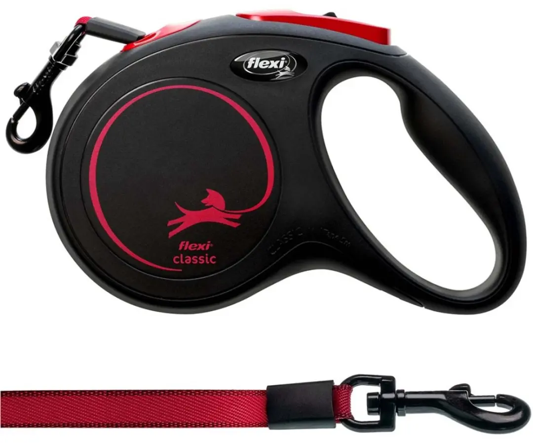 Flexi Classic Lint M 5m Zwart/Rood
