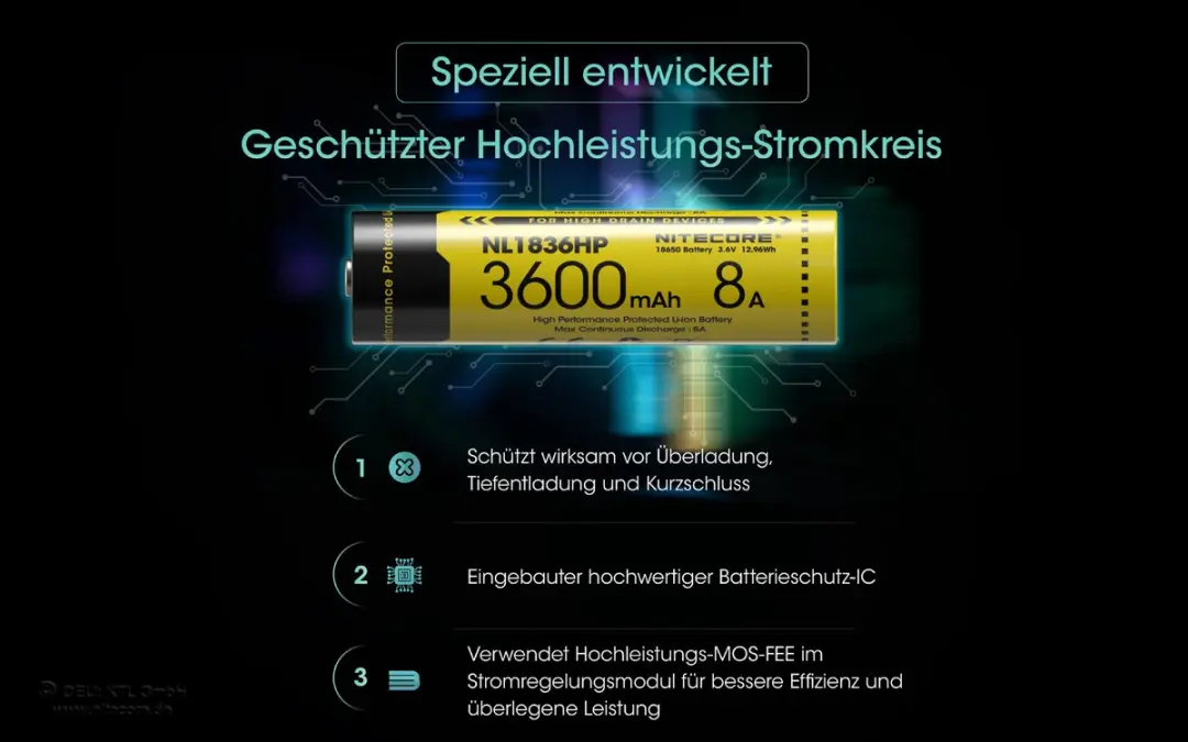Nitecore NL1836HP Oplaadbare 18650 Li-ion Accu 3600mAh - afbeelding 4 van 6