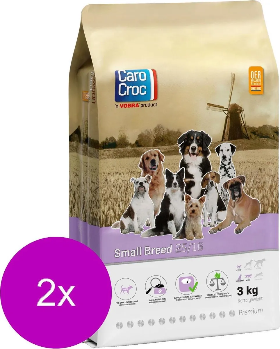Carocroc Small Breed Vlees & Gevogelte & Rijst Hondenvoer - 2x3kg