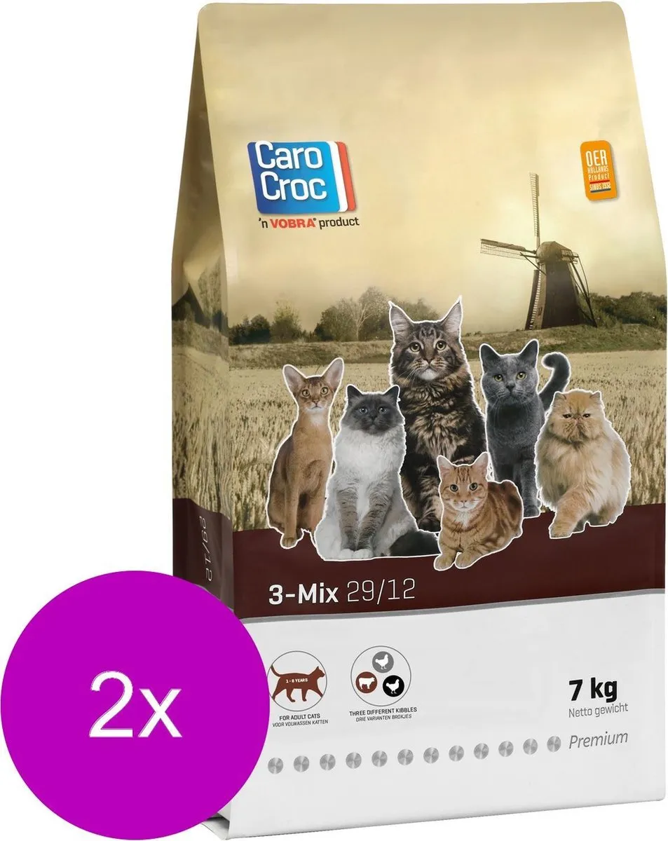 Carocroc 3-Mix Kattenvoer - 2x7kg