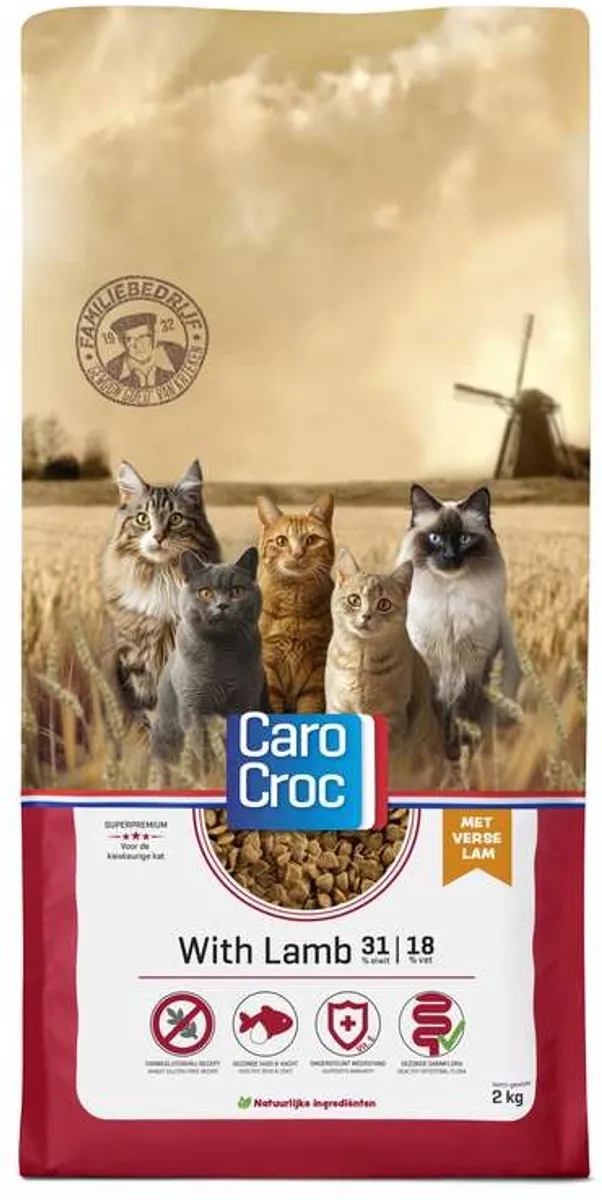CaroCroc kat lam 7 kg met extra Catessy Stick 5 gram