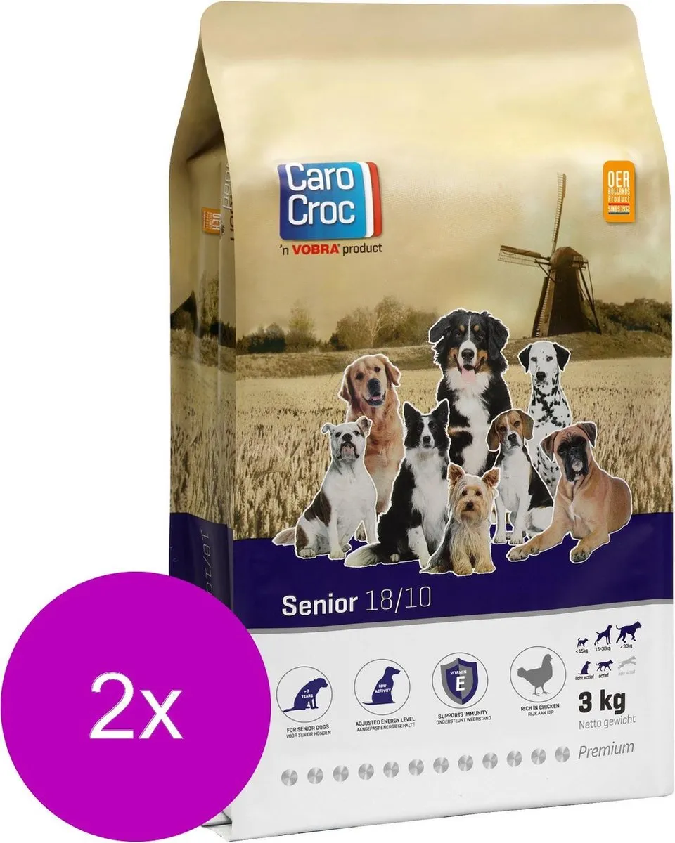 Carocroc Senior Granen&Gevogelte&Vlees Hondenvoer - 2x3kg