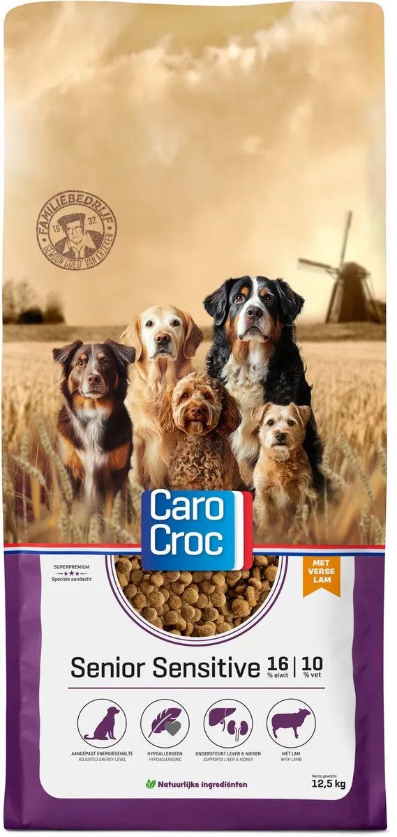 Carocroc Senior Sensitive Lam Rijst & Bieten Hondenvoer 12,5 kg