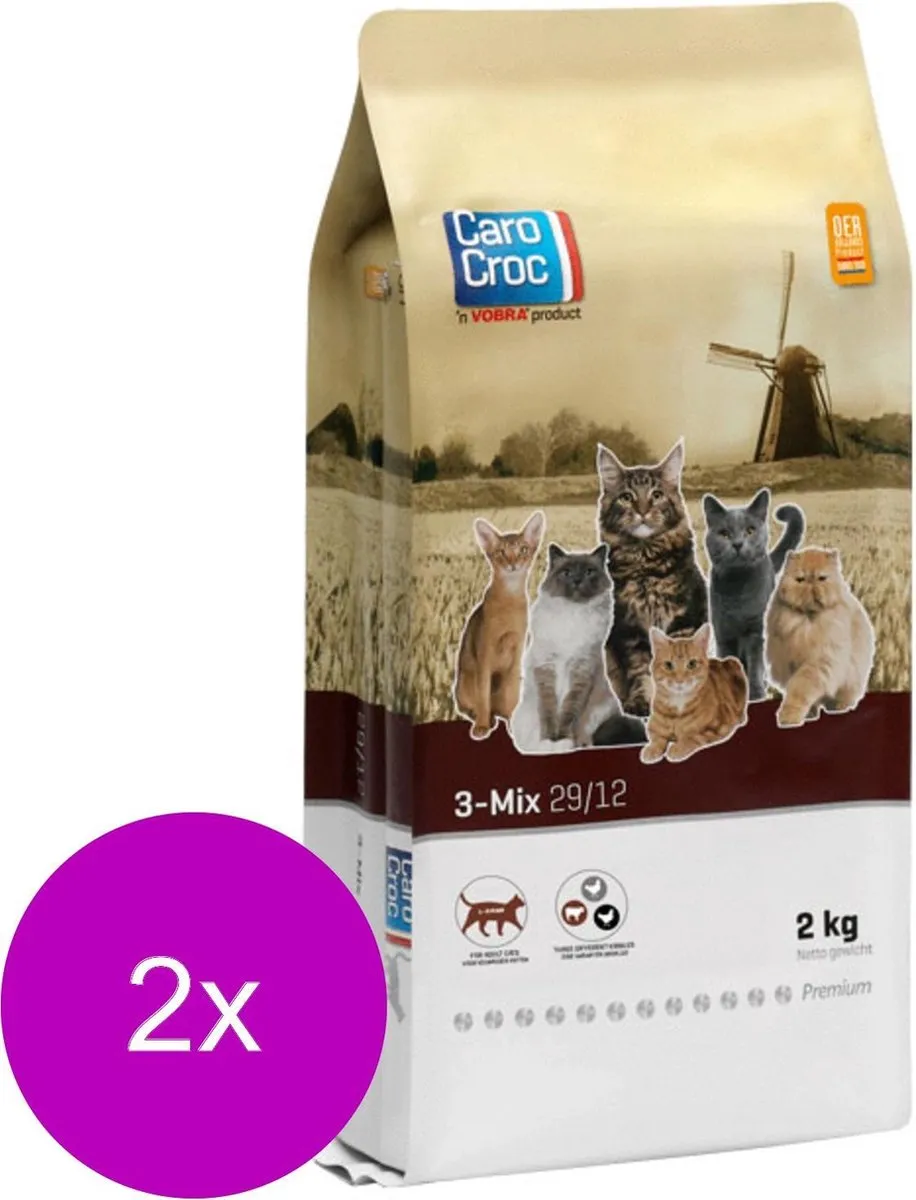 Carocroc 3-Mix Kattenvoer - 2x2kg