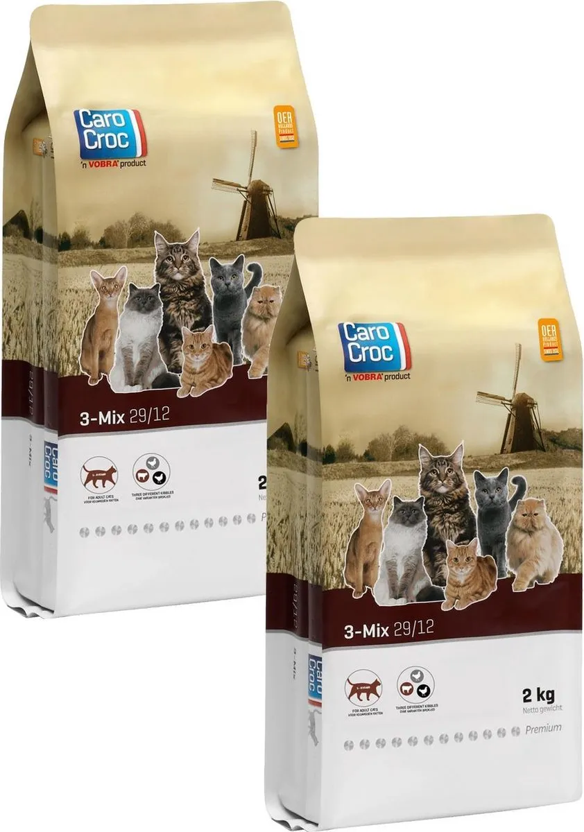 Carocroc 3-Mix Kattenvoer - 2x2kg