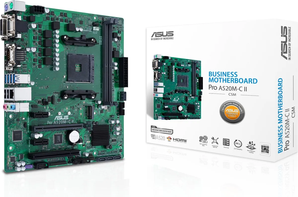 ASUS PRO A520M-C II/CSM AM4 microATX - 90MB18F0-M0EAYC
