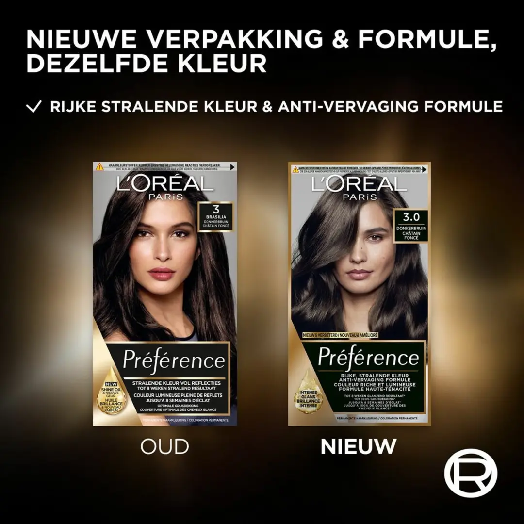 L'Oréal Préférence Permanente Haarkleuring 3.0 Donkerbruin - 2 Stuks - afbeelding 3 van 5