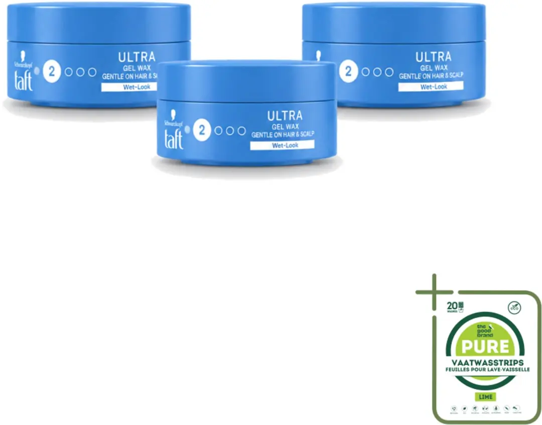 3 x Taft - Ultra 2 - Gel Wax - Wetlook - 75 ml - Grootverpakking - Haartypen - Gel Wax - Controle - Glans - Structuur