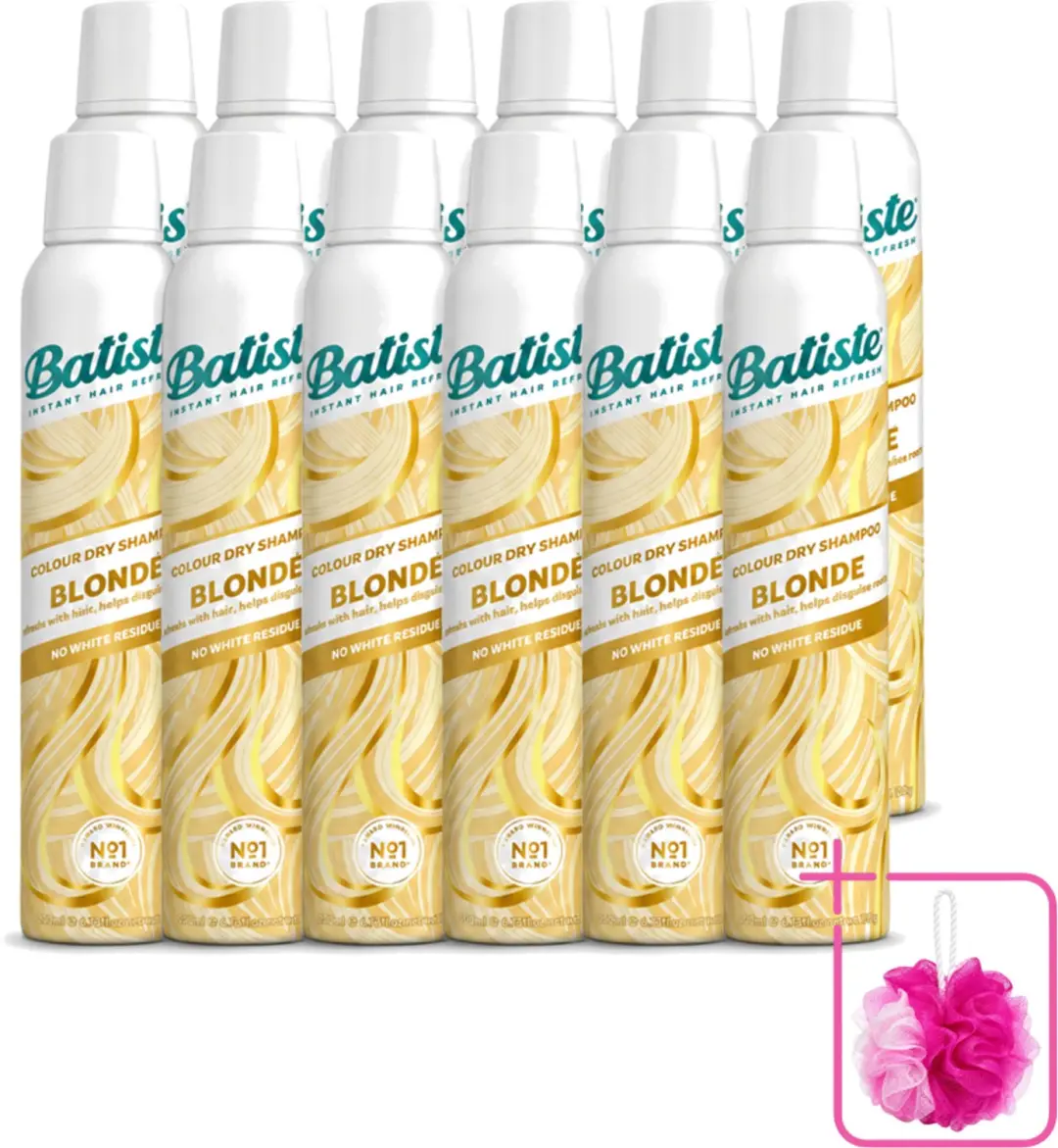 12 x Batiste - Hint of Colour Light Blond - Droogshampoo - Verfrist en Verlevendigt Lichtblond Haar - 200ml - Bulkverpakking - Lichtblond haar - Droogshampoo