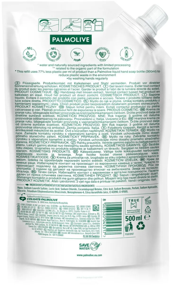 Palmolive Handzeep Navulzak Hygiëne Plus 500ml