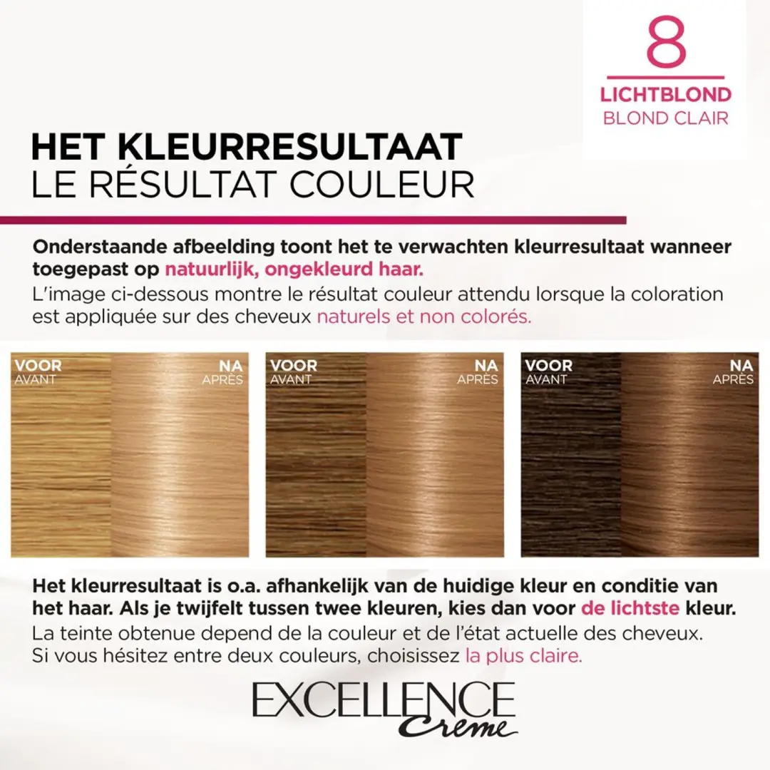 L'Oréal Excellence Crèmekleuring 8 Lichtblond - 20 Stuks - afbeelding 5 van 5