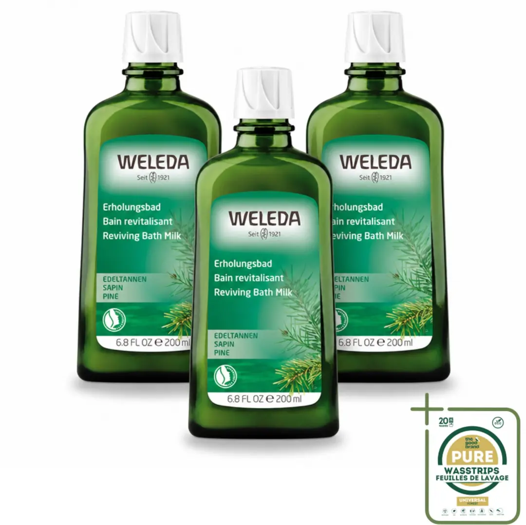 3 x WELEDA - Verkwikkingsbadmelk - Zilverspar - 200 ml - Badmelk - Ontspanning - Zilverspar - Aromatherapie - Natuurlijke Badmelk