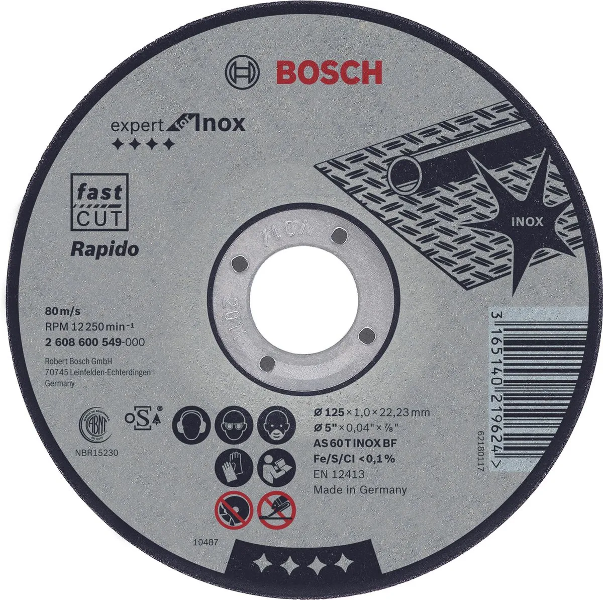 Bosch Professional Doorslijpschijf Expert for Inox Rapido AS 46 T INOX BF 180mm
