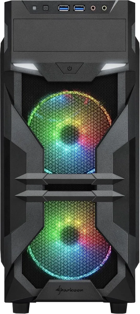 Sharkoon VG7-W RGB Midi ATX Tower - 3 Ventilatoren - Zwart