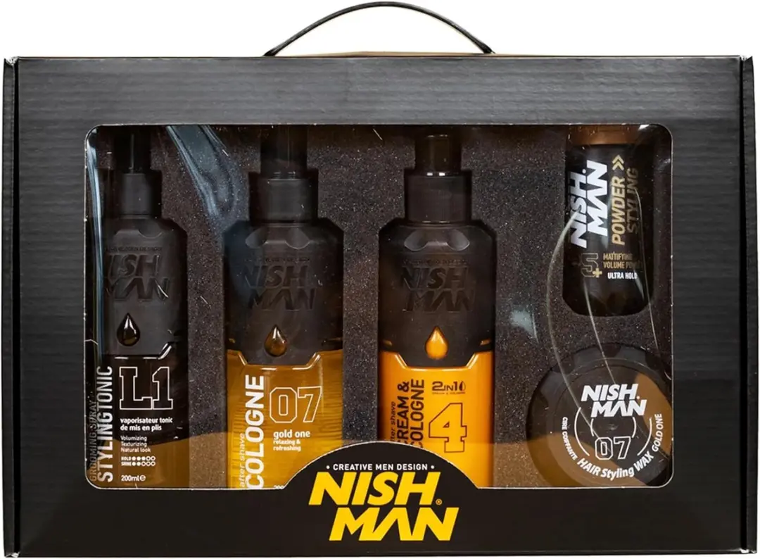 Nishman Giftbox Gold One 07 Aftershave Cologne + Crème 2x400ml voor heren