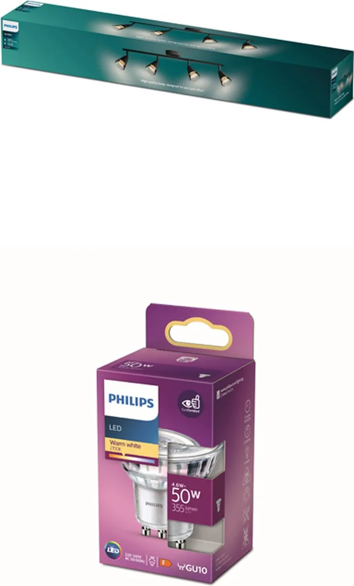 Philips Cleft Opbouwspot 4x GU10 Warmwit - Zwart