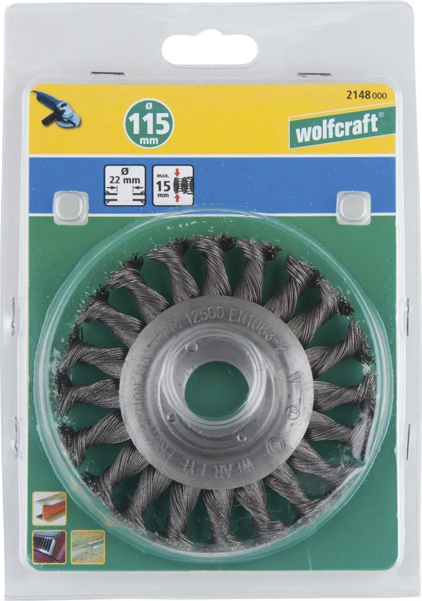 Wolfcraft Staaldraad-schijfborstel 2148000 - 115mm