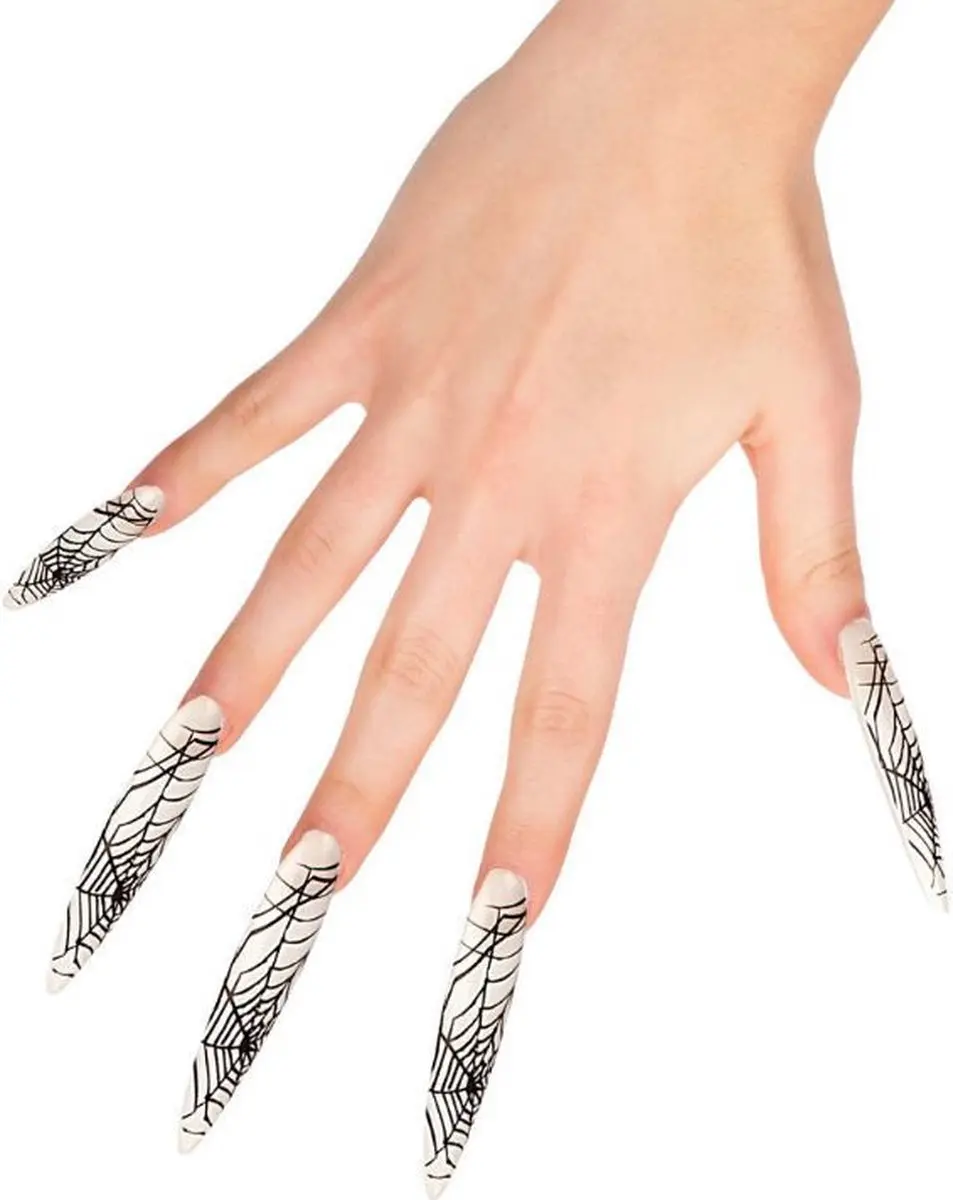 Carnival Toys Nepnagels Spinnenweb Dames 6 Cm Wit/zwart 12-delig