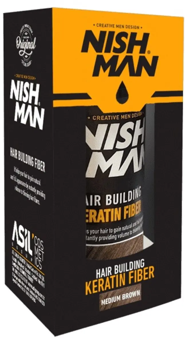 Nishman Keratin Fiber Haarvezelset Medium Brown voor Heren 21g + 100ml Spray