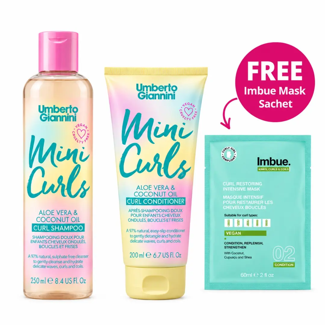 Umberto Giannini Mini Curls Shampoo & Conditioner Duo + GRATIS Imbue Mask Sachet