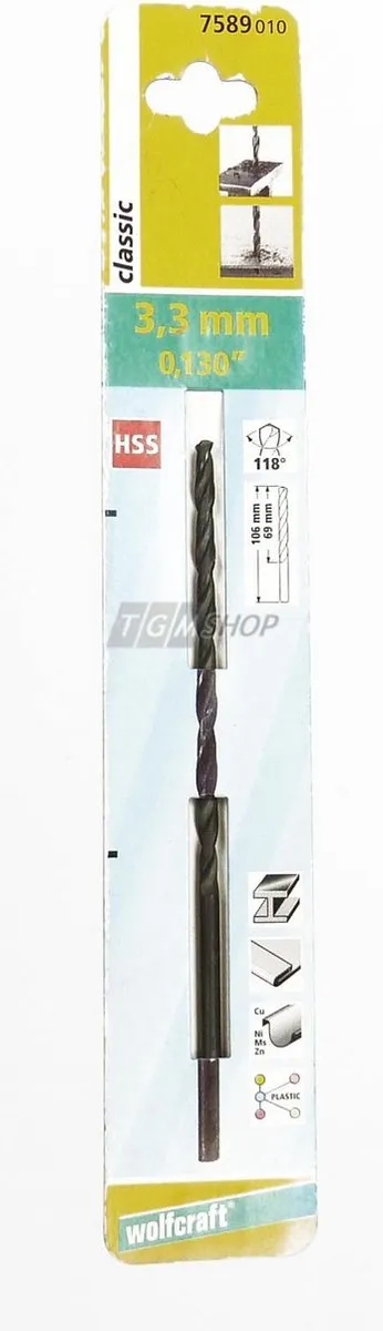 Wolfcraft Classic HSS Boor 3,3mm