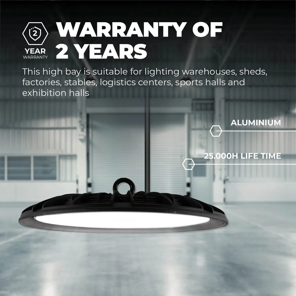 Ledvion - LED High Bay Sensor Dimbaar - 150W - 110lm/W - 22.000L - 6000K - IP65